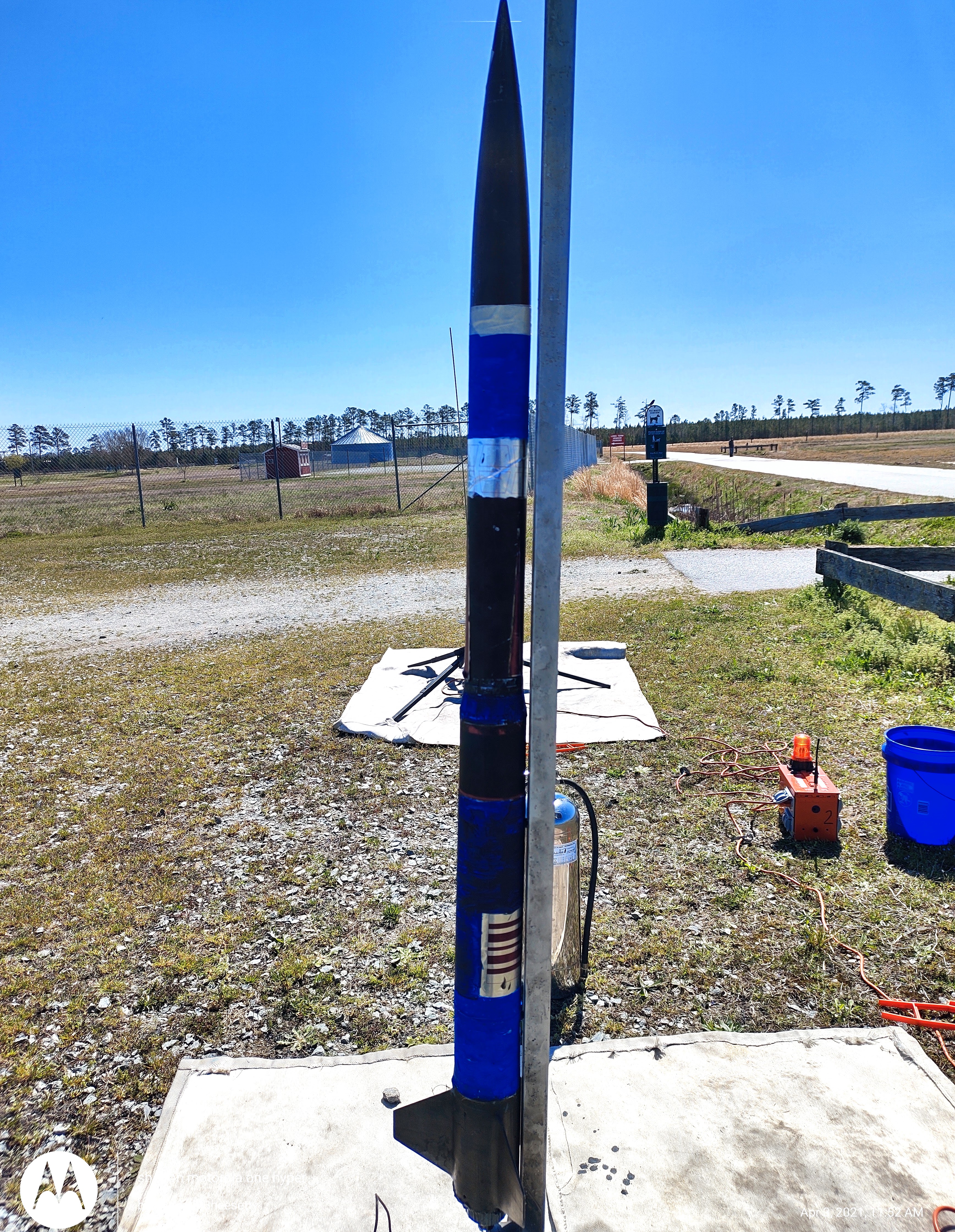 Student rocket prepared for launch