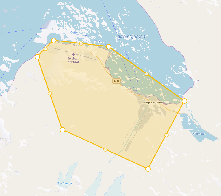 Study boundary around Longyearbyen, Svalbard